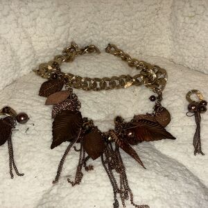 Elegant Gold and Brown Necklace Set